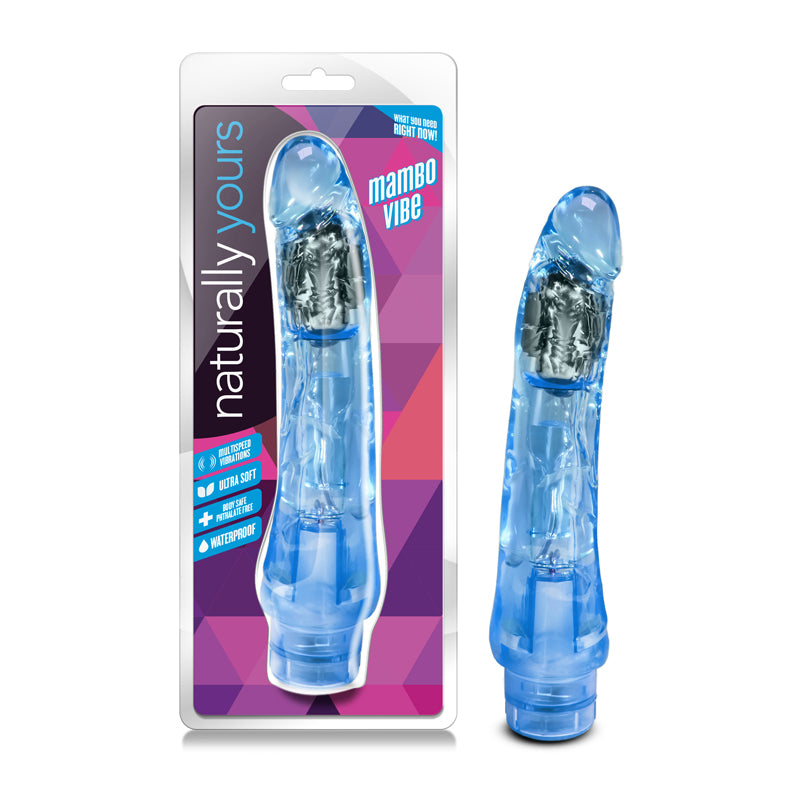 Blush Naturally Yours Mambo Vibe Realistic 9 in. Vibrating Dildo Blue