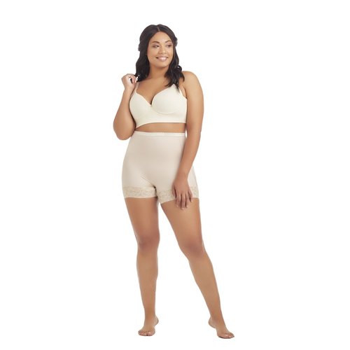 Medium Waist Panty with lace and silicone Hiphugger. Panty with medium compression to cont