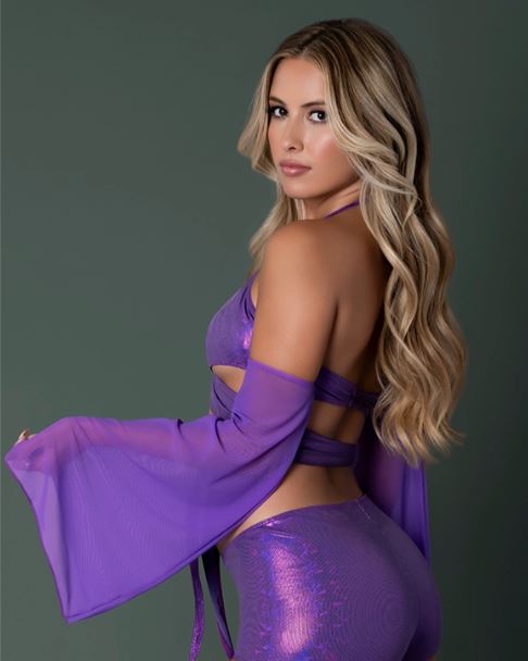 GLIMMER BRALETTE & SHORTS METALLIC PURPLE L/XL