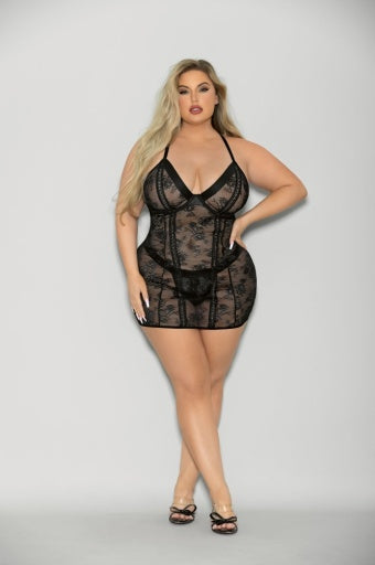 40323X- Boss Lady Lace Chemise - Lingerie-Pinkfoxxx