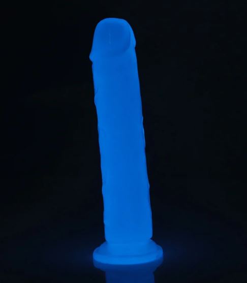 GLOW IN THE DARK PERIWINKLE PEEN DILDO 8.5 " - VBGL4073