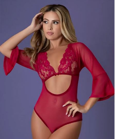 SLEEVE 3/4 PLAYSUIT CHERRY M