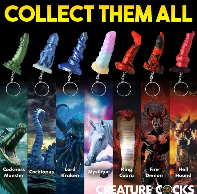 CREATURE COCKS HELL HOUND SILICONE KEYCHAIN - XRAH424