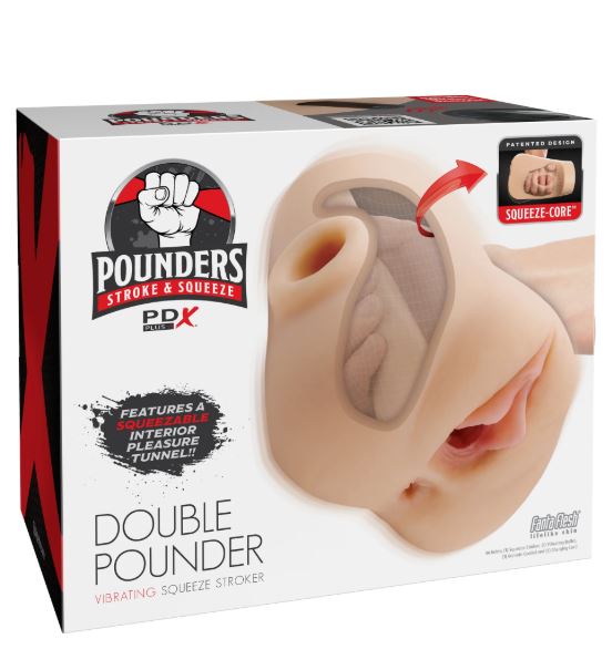 PDX PLUS DOUBLE POUNDER VIBRATING SQUEEZE STROKER LIGHT - PDRD43421