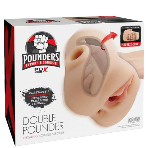 PDX PLUS DOUBLE POUNDER VIBRATING SQUEEZE STROKER LIGHT - PDRD43421