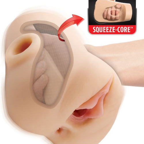 PDX PLUS DOUBLE POUNDER VIBRATING SQUEEZE STROKER LIGHT - PDRD43421
