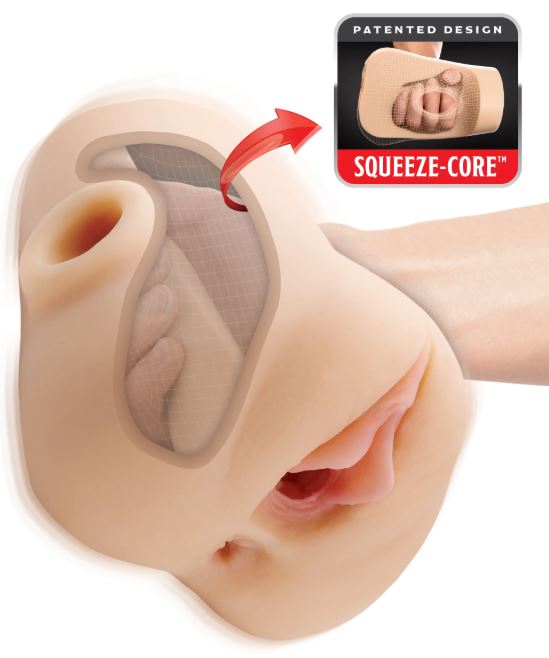 PDX PLUS DOUBLE POUNDER VIBRATING SQUEEZE STROKER LIGHT - PDRD43421