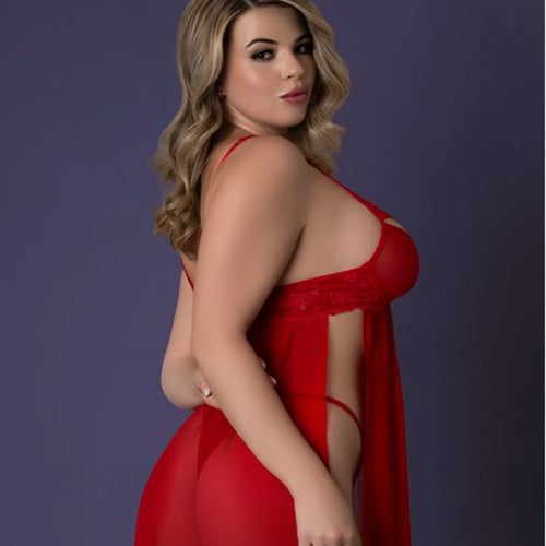 RUSH BABY DOLL & G-SET RED 2XL