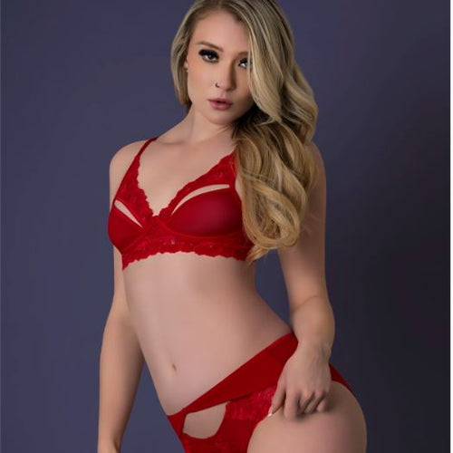 RUSH BRA & PANTY SET RED L