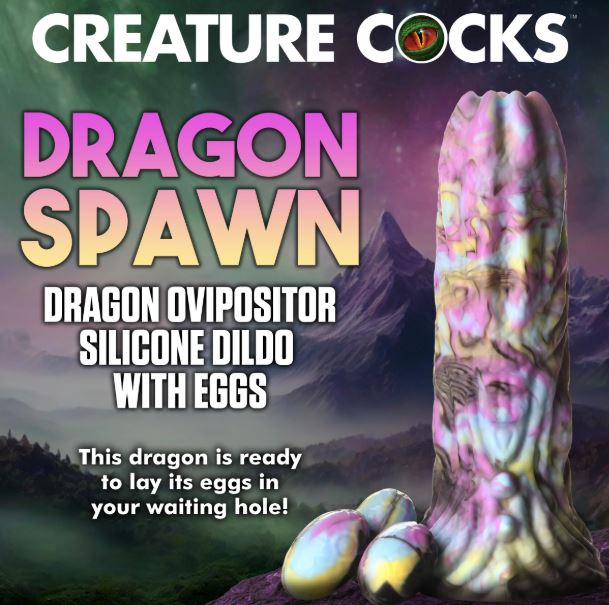 CREATURE COCKS DRAGON SPAWN OVIPOSITOR DILDO W/ EGGS - XRAH442