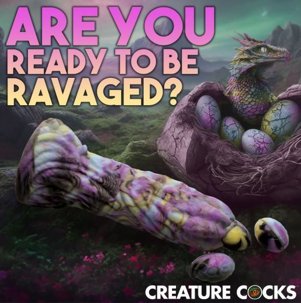CREATURE COCKS DRAGON SPAWN OVIPOSITOR DILDO W/ EGGS - XRAH442