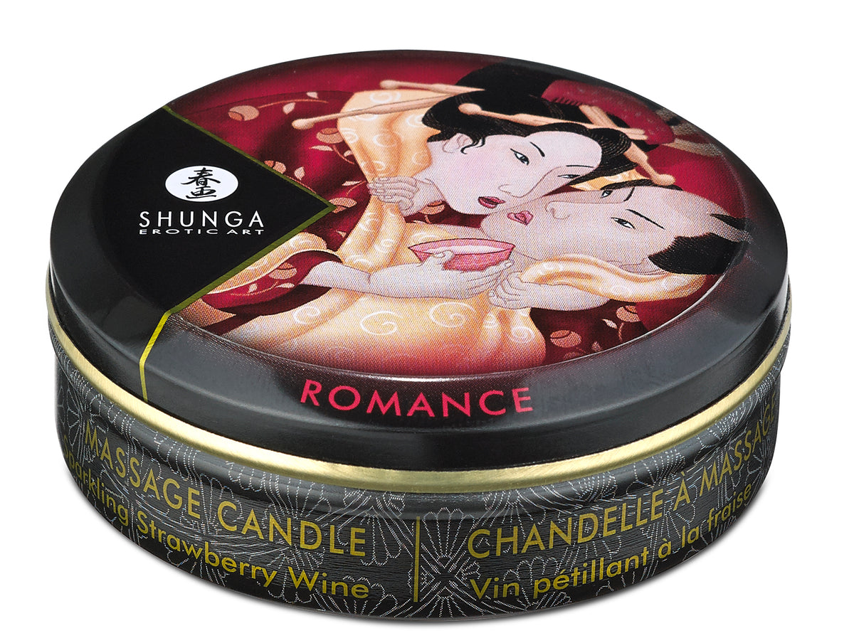 MINI MASSAGE CANDLE ROMANCE/ SPARKLING STRAWBERRY WINE 1 OZ - SH4608