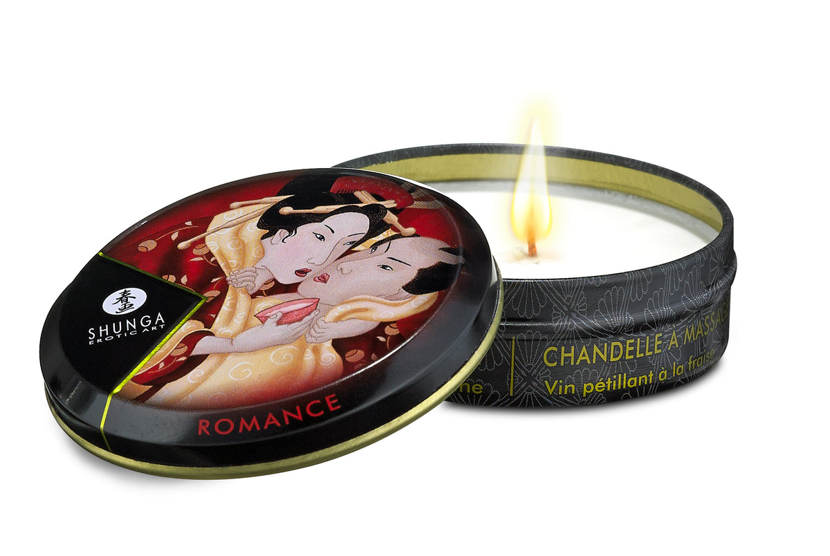 MINI MASSAGE CANDLE ROMANCE/ SPARKLING STRAWBERRY WINE 1 OZ - SH4608