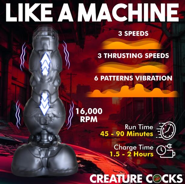 CREATURE COCKS CYBORG COCK THRUSTING & VIBRATING DILDO - XRAH484