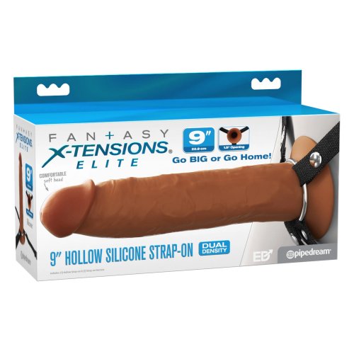 FANTASY X-TENSIONS ELITE 9IN HOLLOW STRAP-ON BROWN - PD416129