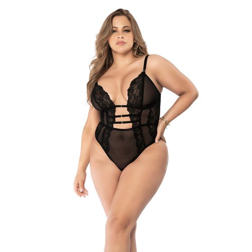 With this luxurious lace and sheer bodysuit you will have all her attention. Body with adj