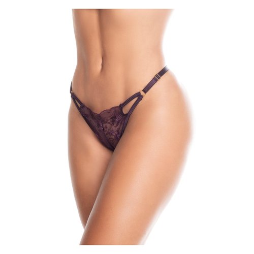 An elegant babydoll with an embroidered floral mesh with shiny details. Includes side slit