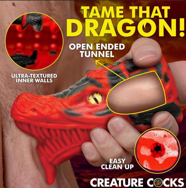 CREATURE COCKS DRAGON TAMER SILICONE STROKER RED - XRAH541RED