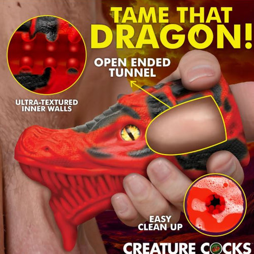 CREATURE COCKS DRAGON TAMER SILICONE STROKER RED - XRAH541RED