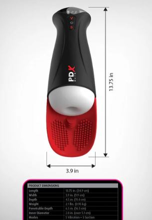 PDX ELITE FUCK-O-MATIC PRO XL WHITE/RED - PDRD55420
