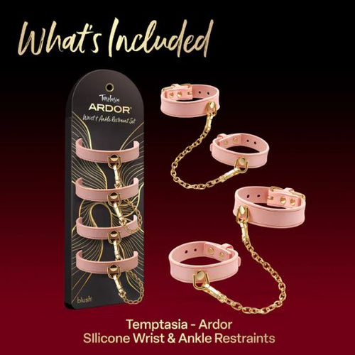 TEMPTASIA ARDOR WRIST & ANKLE RESTRAINTS PINK - BN55520