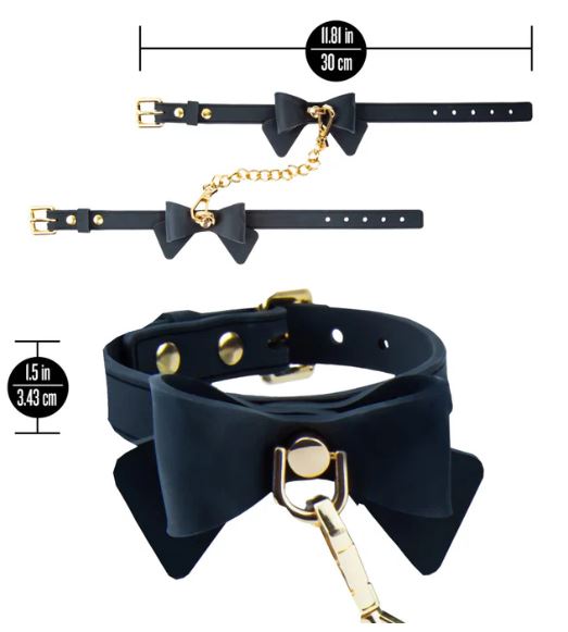 TEMPTASIA ARDOR WRIST & ANKLE RESTRAINTS BLACK W/BOW - BN55525