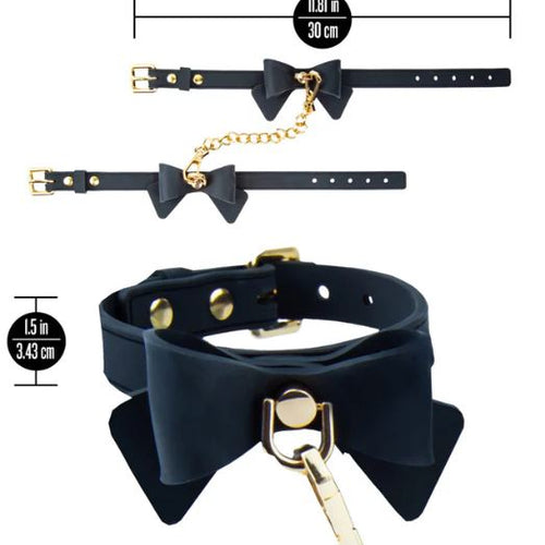 TEMPTASIA ARDOR WRIST & ANKLE RESTRAINTS BLACK W/BOW - BN55525