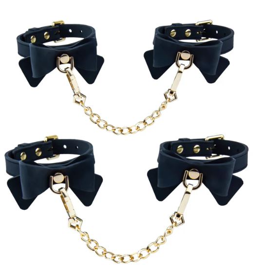 TEMPTASIA ARDOR WRIST & ANKLE RESTRAINTS BLACK W/BOW - BN55525