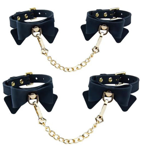 TEMPTASIA ARDOR WRIST & ANKLE RESTRAINTS BLACK W/BOW - BN55525
