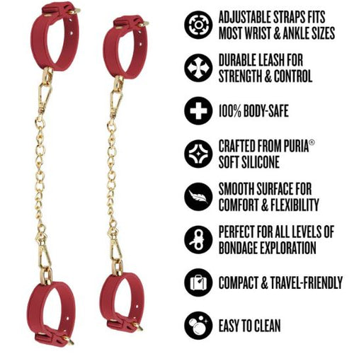 TEMPTASIA ARDOR WRIST & ANKLE RESTRAINTS BLACK RED - BN55528
