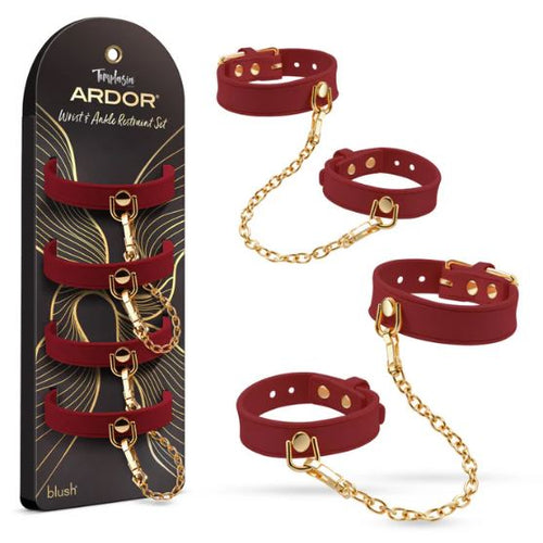 TEMPTASIA ARDOR WRIST & ANKLE RESTRAINTS BLACK RED - BN55528