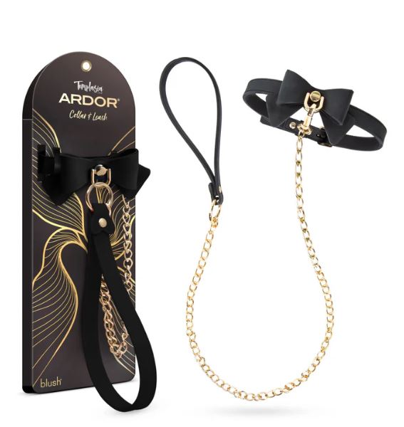 TEMPTASIA ARDOR COLLAR & LEASH BLACK W/ BOW - BN55545