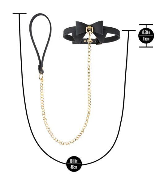 TEMPTASIA ARDOR COLLAR & LEASH BLACK W/ BOW - BN55545