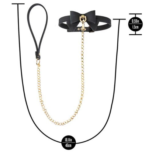 TEMPTASIA ARDOR COLLAR & LEASH BLACK W/ BOW - BN55545