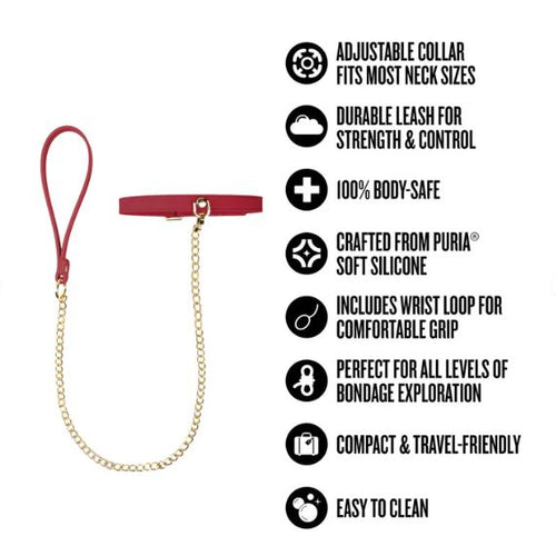 TEMPTASIA ARDOR COLLAR & LEASH RED - BN55548