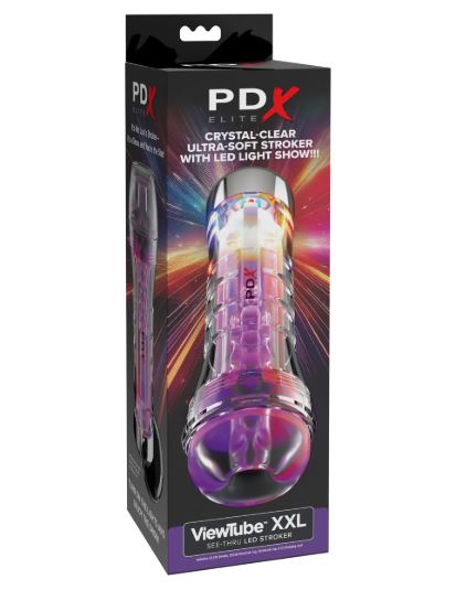 PDX ELITE VIEWTUBE XXL/SEE-THR EZ/GRIP LED STROKER CLEAR - PDRD55820