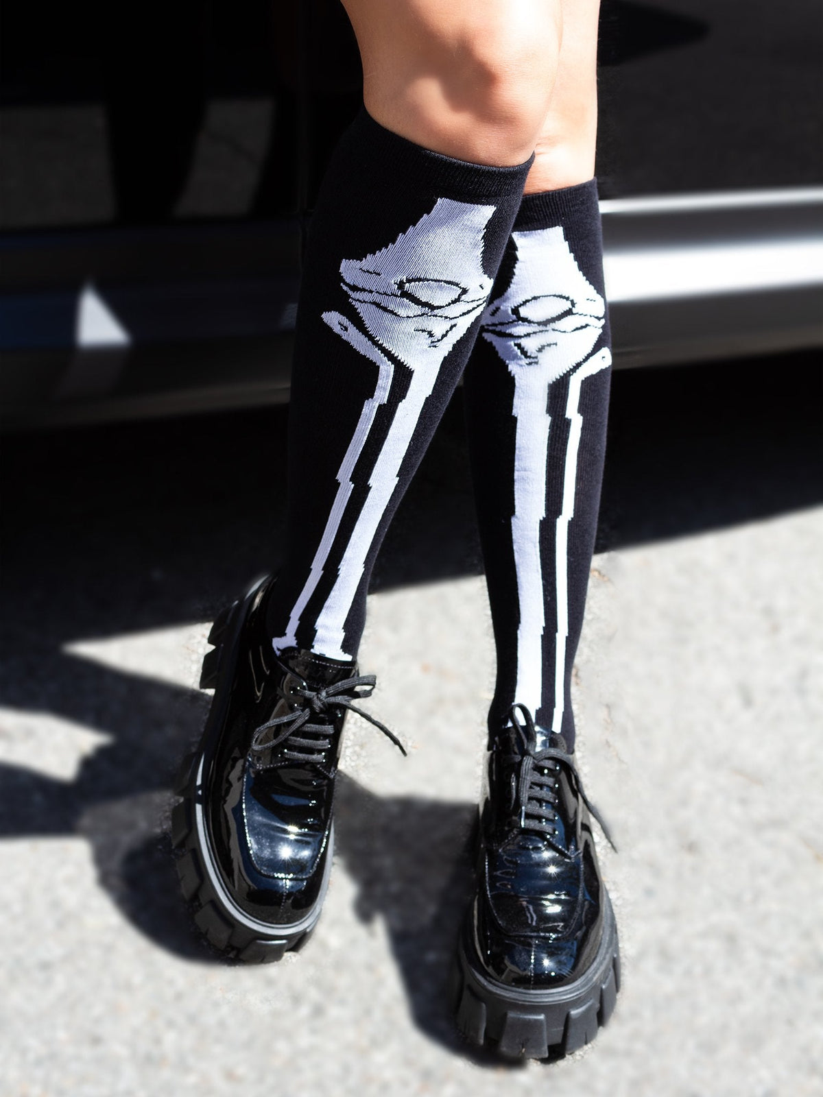 Frankie Skeleton Knee Socks - 5596      00722