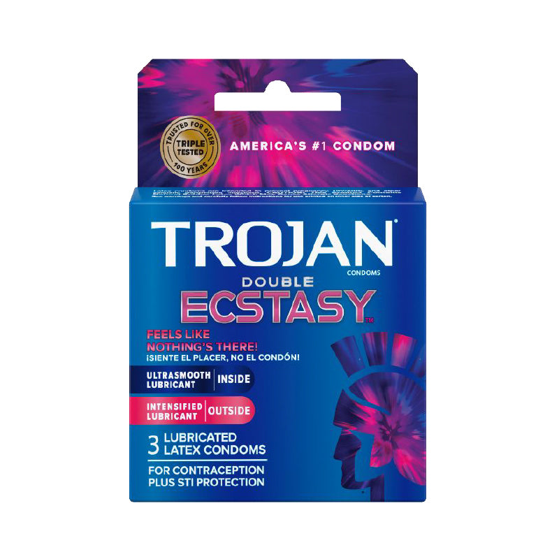 Trojan Double Ecstasy Latex Condoms (3) - Pinkfoxxx