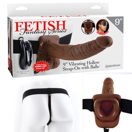 Pipedream Fetish Fantasy Series 9 in. Vibrating Hollow Strap-On with Balls