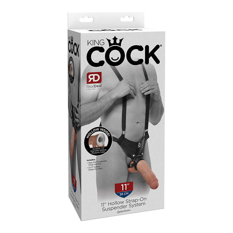 Pipedream King Cock Adjustable. Hollow Strap-On Suspender System Beige/Black