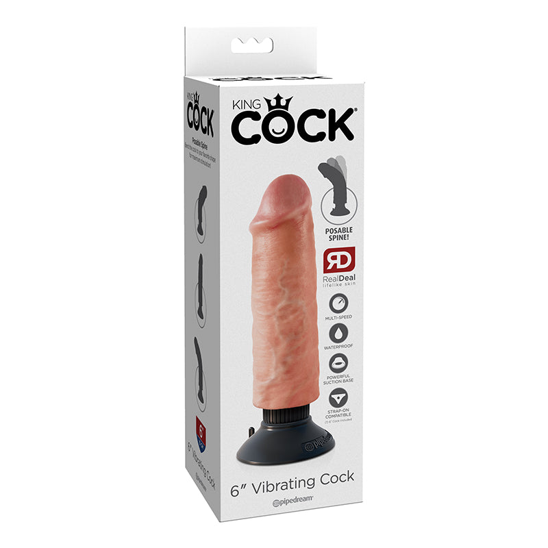 Pipedream King Cock 6 in. Vibrating Cock Poseable Dildo With Suction Cup