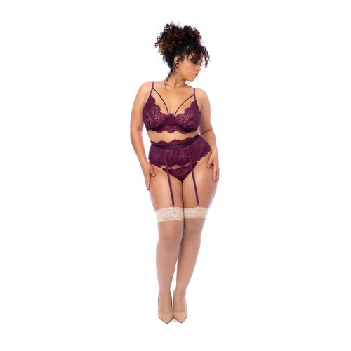 Rich hues of precious stones captured on your skin. Three-piece eyelash lace set featuring