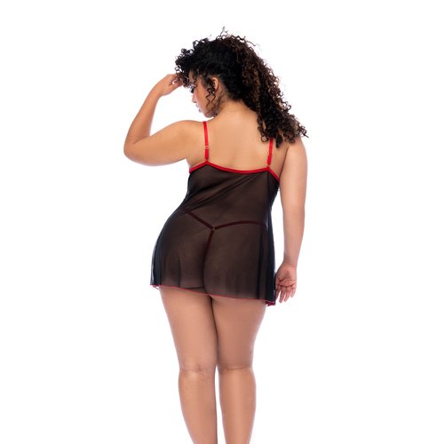 This babydoll with embroidered hearts is a tribute to love. Babydoll with underwire, front