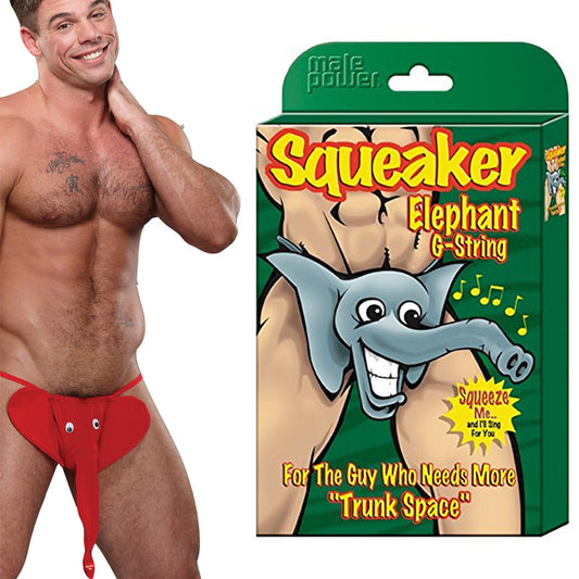 Male Power Squeaker Elephant G-String Red - Pinkfoxxx