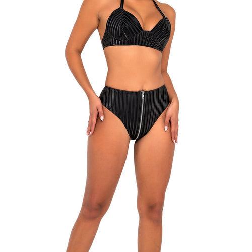 6125 - High-Waisted Zip-Up Shorts