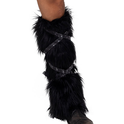 6170 - Pair of Black Faux Fur Leg Warmers