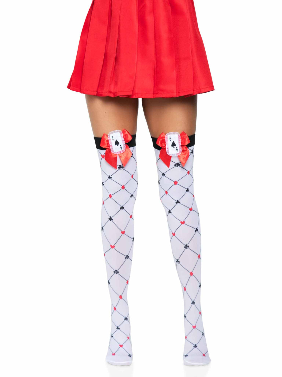 Card Suit Thigh High Stockings - 6214      13822