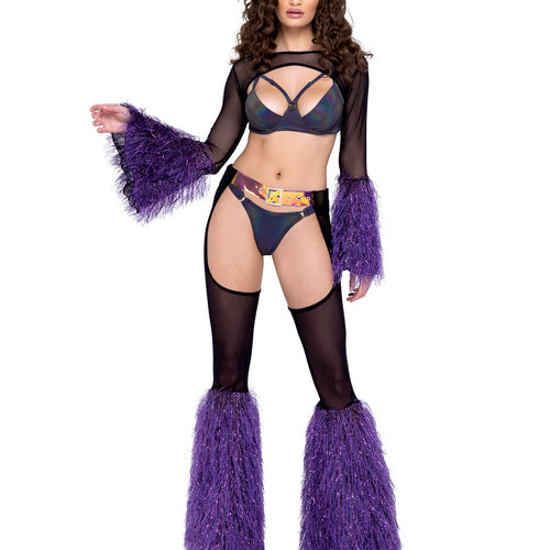 6247 - Sheer Shrug with Faux Fur Bell Sleeve