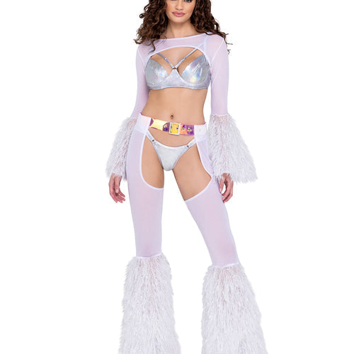 6248 - Sheer Chaps with Faux Fur Bell & Belt