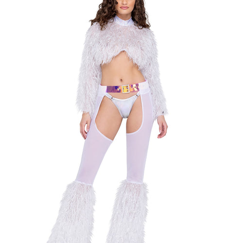 6250 - Long Sleeved Faux Fur Cropped Top
